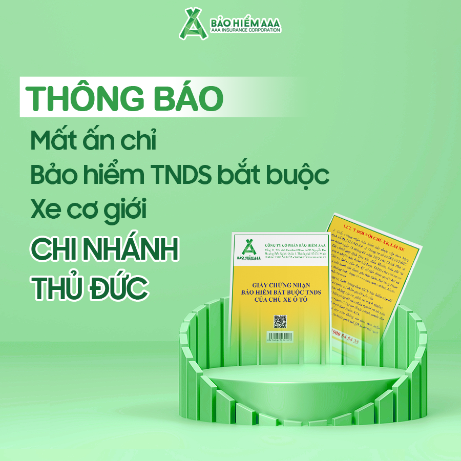 THÔNG BÁO MẤT ẤN CHỈ BẢO HIỂM TNDS BẮT BUỘC XE CƠ GIỚI - CHI NHÁNH THỦ ĐỨC (CẬP NHẬT 27/11/2025)